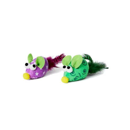 Büd'z souris peluche variées avec plumes 5.5"